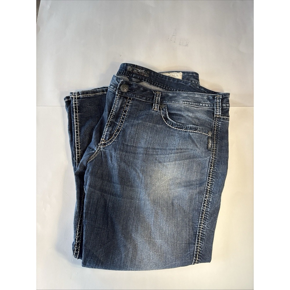 Silver Jeans Twisted Capri Crop Medium Wash Womens 22W Denim